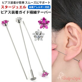 ボディピアス ピアス 装着ガイド 極細テーパー 0.4mm インサーションテーパー 星型ジュエル付き 医療用ステンレス 金属アレルギー対応 ツール ピアスホール 安定 便利グッズ・雑貨 ありそうでなかった 便利グッズ 話題 ピアス用 穴通し かわいい 可愛い 女性