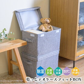 【クーポンで1000円OFF！9/11AM1:59まで】乾っとデオケースライト フィットBOX 2個セット 収納ケース 収納ボックス 蓋付 取っ手付 折り畳み 積み重ね リビング収納 帝人 TEIJIN 2枚組 FITBOX フィットボックス グレー カラーボックス スタッキング おもちゃ入れ 子ども部屋