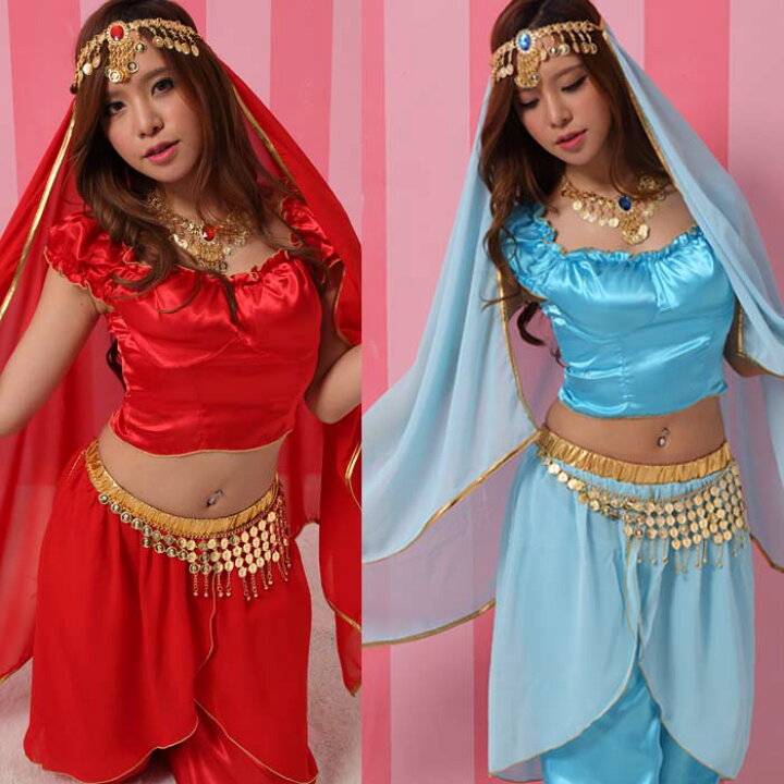 楽天市場 ハロウィン コスプレ 衣装 ハーレムナイト コスチューム一式 ベリーダンス セットアップ レディース セットアップ アラビアン ベリーダンス ジャスミン コスチューム へそ出し セクシー Hlng ハロウィンコスプレ コスプレ衣装 あす楽 ボディーライン