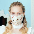 【マスクプレゼント中!!】レース付マスク チョコレートホワイト ロリータ マスク レース おしゃれ ゴスロリ かわいい ハロウィン イベント 仮装 繰り返し 洗える 紫外線 蒸れない