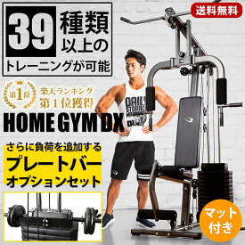 ホームジムDX プレートバーオプション (プレートセット)とマット付き BODYMAKER ボディメーカー セット ラック トレーニングマシン ラットプルダウン チェストプレス マルチトレーニング ラットプル 握力 下半身 筋トレ