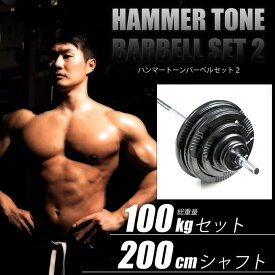 BODYMAKER（ボディメーカー）ハンマートーンバーベル 100kgセット シャフト200cm ダンベル バーベル ベンチプレス 筋トレ トレーニング器具 可変式ダンベル 2個セット プレート ダンベルプレート インクラインベンチ 50kg 2個 ダンベル100Kg