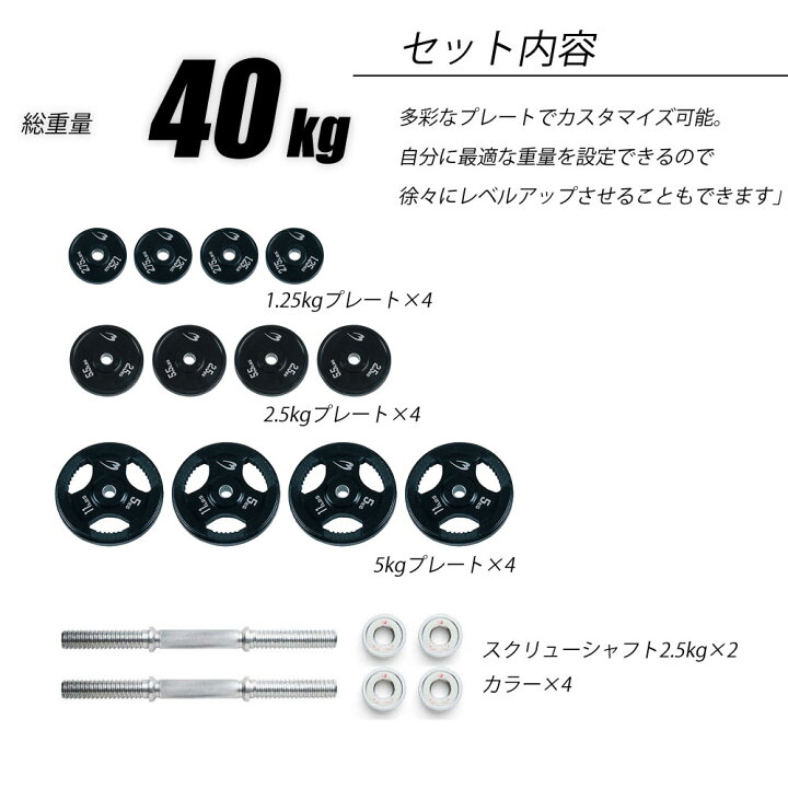 楽天市場】BODYMAKER(ボディメーカー)ラバーダンベルNR 40kgセット 