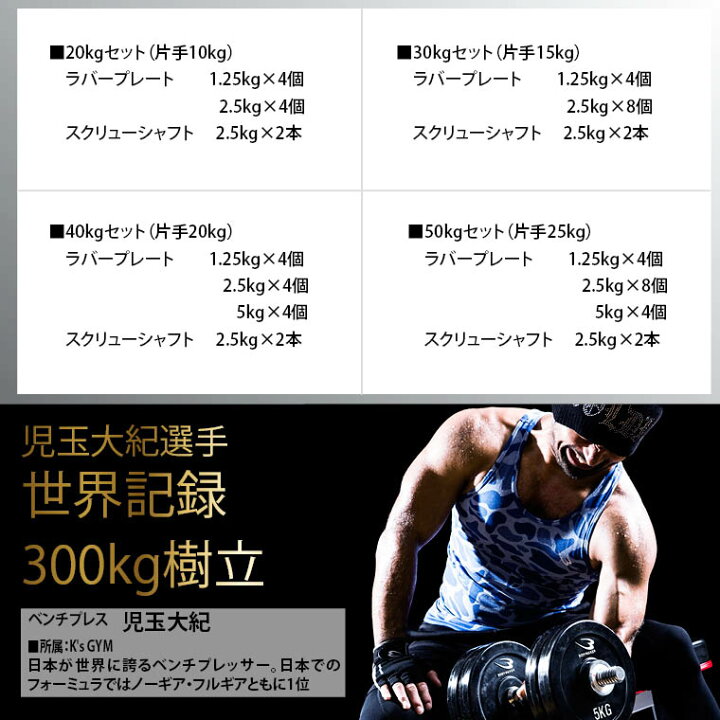 楽天市場】BODYMAKER(ボディメーカー)ラバーダンベルNR 50kgセット 