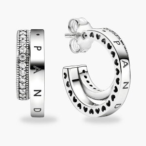 PANDORA �p���h�� �s�A�X Pave Double Hoop Earring 299056C01
