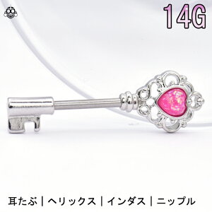 ボディピアス 14G 鍵 ロブ 軟骨ピアス インダストリアル ニップル ストレートピアス