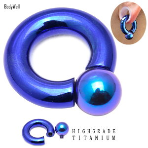 金属アレルギー対応 2G チタンピアス ダークブルー SOLID-TI 付けやすい インターナル リングピアス ボディピアス