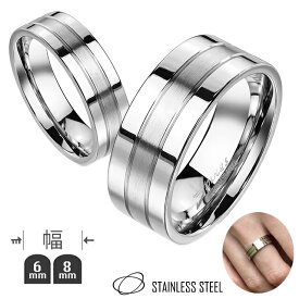 指輪 メンズ つや消しライン 選べるリング幅 シンプル ステンレス指輪 レディース ペアリング ステンレスアクセサリー 金属アレルギー対応 結婚指輪 婚約指輪 ペアリング