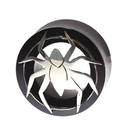 訳あり在庫1点 25mm 蜘蛛 シルバー925 水牛角 ダブルフレア 拡張ピアス ハンドメイドピアス ボディピアス