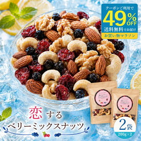【期間限定 クーポンで49%OFF】 ミックスナッツ 「贅沢ベリーの恋するベリーミックスナッツ400g(200g×2)」 送料無料 [ 無塩 無添加 クランベリー ブルーベリー セット ] お買物マラソン セール SALE