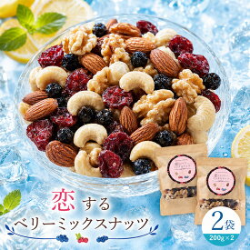 ミックスナッツ 「贅沢ベリーの恋するベリーミックスナッツ400g(200g×2)」 送料無料 [ 無塩 無添加 クランベリー ブルーベリー セット ]