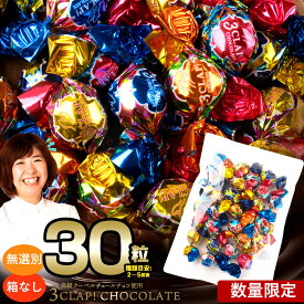 チョコレート チョコ 訳あり 無選別 「 数量限定！ ランダムでどっさり30個入り 3CLAP!CHOCOLATE どのフレーバーが届くかお楽しみ(種類目安：2〜5種類程度) 」 送料無料 [ スリークラップ 個包装 ]