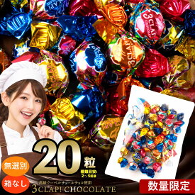 チョコ 訳あり 無選別 「 数量限定！ ランダムでどっさり20個入り 3CLAP!CHOCOLATE どのフレーバーが届くかお楽しみ(種類目安：2〜5種類程度) 」 送料無料 [ 詰め合わせ スリークラップ トリュフ 個包装 ] 【予約販売】