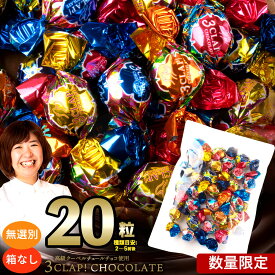 【期間限定 クーポンで1634円OFF】 チョコ 訳あり 無選別 「 数量限定！ ランダムでどっさり20個入り 3CLAP!CHOCOLATE どのフレーバーが届くかお楽しみ(種類目安：2〜5種類程度) 」 送料無料 [ 詰め合わせ スリークラップ トリュフ 個包装 ] 【予約販売】