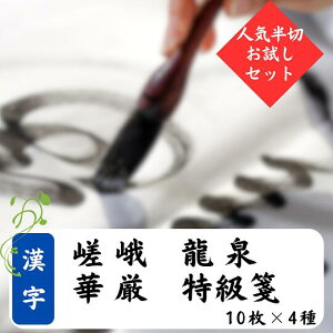 漢字向き半切 4種お試しセット-1(嵯峨 龍泉 華厳 特級箋)【総額6000円超 計40枚 条幅】