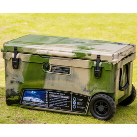送料無料 クーラーボックス 大型 車輪 66.2L 迷彩 70QT ハードクーラーボックス クーラーBOX 釣り アウトドア キャンプ 保冷 保温 付属品あり カッコ良い かっこいい