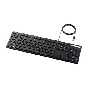 エレコム 有線キーボード/薄型/メンブレン式/抗菌/フルサイズ/ブラック TK-FCM108KBK【メーカー直送】