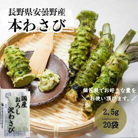 国産おろし沢わさび2.5g 国産わさび芋使用 お取り寄せグルメ 便利な個包装 国産 わさび芋 沢わさび 小袋 ミニパック わさび うどん 蕎麦 山かけ　冷凍