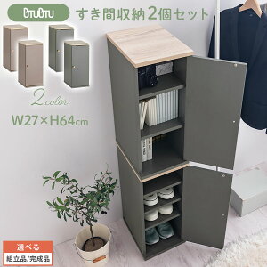 2セット 靴箱 隙間収納 約 幅27cm 10足 玄関 オフィス シューズロッカー 隙間 スリム 収納 シンプル シューズラック 会社 事務所 隙間収納ラック 扉付き 靴入れ 小さい 2台組 グレージュ/グレー