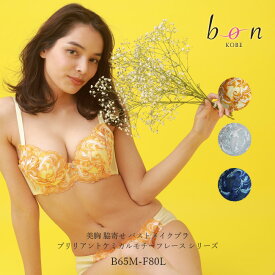 【bon】美胸 脇寄せ バストメイクブラ ブリリアントケミカルモチーフレース シリーズ☆ブラショーツセット【ss50】