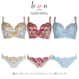 【bon】大きいサイズの脇スッキリバストメイクブラ カシュクール シリーズ☆ブラショーツセット【-GA-】
