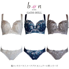 【bon】大きいサイズの脇スッキリバストメークブラ カシュクール型 シリーズ☆ブラショーツセット【-GA-】