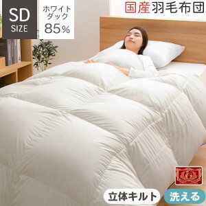 本掛け 羽毛布団 冷え対策 軽量 セミダブルサイズ 日本製 洗える 防ダニ 防汚 花粉フリー 掛布団 秋 冬用 春 あったか 寝具 ホワイトダックダウン 85% 350dp 冬用掛け布団 羽毛 ふかふか なめら
