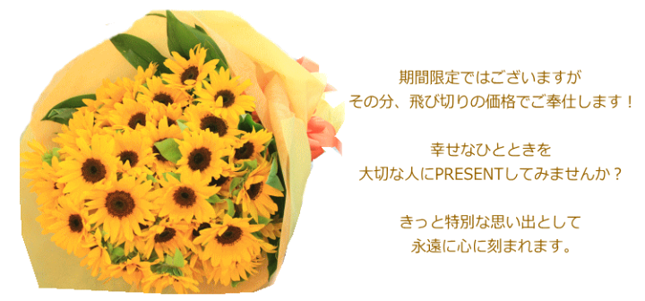 楽天市場】ひまわり50本の花束 ヒマワリ 向日葵 誕生日 父の日 開店