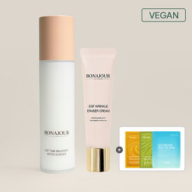 Bonajour EGF SET essence, eye cream (EGF ファーストエッセンス + EGFアイクリーム) トリュフ高濃縮 プレミアムライン スローエイジング アイクリーム 韓国 コスメ スキンケア 低刺激 弾力 しっとり おすすめ