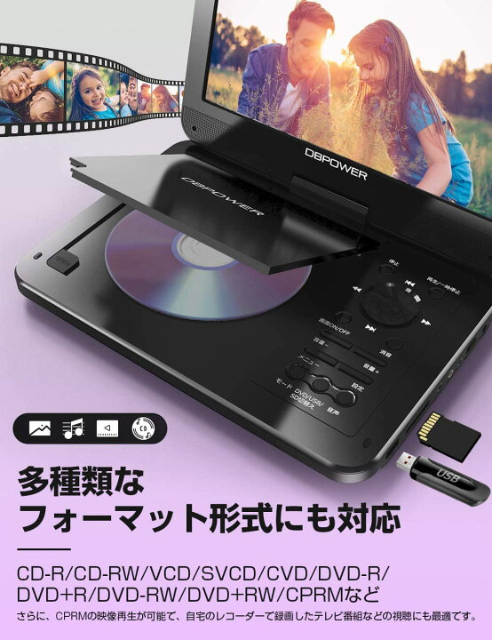楽天市場 期間限定5倍ポイント 2180円の収納ケース特典あり 12 5型 Dvdプレーヤー 車載用ホルダー付 10 5インチ液晶画面 ポータブル Dvdプレーヤー 5時間再生 リージョンフリー Dvdプレイヤー Cprm対応 レジューム機能 Tvと同期可能 Cd Sdカード 録音 高画質