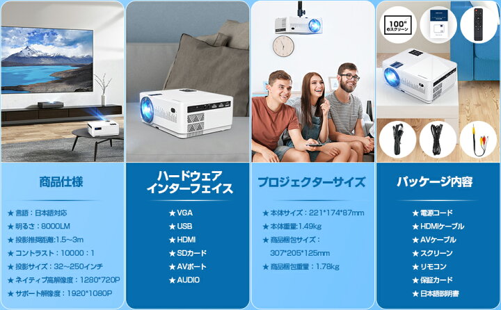 楽天市場】【期間限定15倍ポイント】8000lm WiFi プロジェクター スマホ【100''スクリーン付属】1080PフルHD対応ホームシアター iOS/Android対応 小型プロジェクター HDMI/USB/VGA/AV搭載 ホームプロジェクター パソコン/TV Stick/DVDプレーヤー接続 ミニプロジェクター ... 楽天市場】【期間限定15倍ポイント】8000lm WiFi プロジェクター スマホ【100''スクリーン付属】1080PフルHD対応ホームシアター iOS/Android対応 小型プロジェクター HDMI/USB/VGA/AV搭載 ホームプロジェクター パソコン/TV Stick/DVDプレーヤー接続 ミニプロジェクター ...