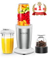 ★楽天1位★ KOIOS ミキサー ジューサー ミキサー 【2ボトル】 500ml大容量 氷も砕ける 小型 ミル付き ミキサー ジューサ コーヒーミル 400Wハイパワー 25000r/min高速回転 果物 野菜 離乳食 ミルクセーキ 一台多役 過熱保護 調理時短