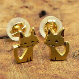 【ピアス】2匹のねこちゃん・Cat猫ピアスK22金属アレルギー対策両耳1セット販売です