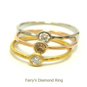 My Fairy's Diamond Ring☆ダイヤ0.07ct 22金 極細鍛造ダイヤリング一粒ダイヤリング華奢リング 細い指輪ピンキーリング金属アレルギー対策