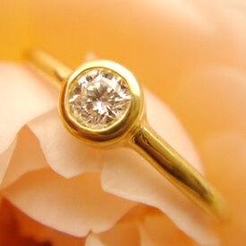 【指輪】一粒ダイヤリング Ray22金 0.1ctダイヤ鍛造リング華奢リング 細い指輪 ピンキーリング金属アレルギー対応エンゲージリング婚約指輪