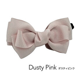 ふんわり リボン バナナクリップ ヘアクリップ しっかり留まる ズレない 髪留め 小さめ 髪が少ない ハーフアップ 横 女性 レディース 大人 かわいい フォーマル グログラン ピンク/ブラウン/アイボリー/マスタード/レッド/ベージュ/バイカラー/ネイビー/ブラック a20055h