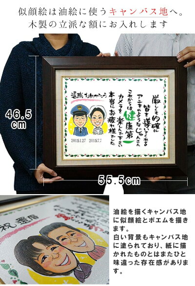 楽天市場 退職祝い プレゼント 似顔絵tvチャンピオンが描く笑顔絵ポエム キャンバス額入りタイプ 似顔絵 1 2名様 退職 男性 父 女性 母 名入れ 退官祝い 子育て感謝状 銀婚式 金婚式 結婚記念日 会社 お名前 ポエム 絆を深める応援団 楽天市場店