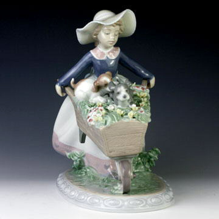 楽天市場】リヤドロ（Lladro リアドロ 陶器人形 置物） 犬と少女 乗せ 