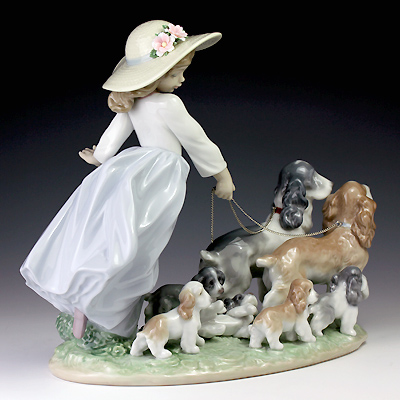 楽天市場】リヤドロ（Lladro リアドロ 陶器人形 置物） 犬と少女 仔犬