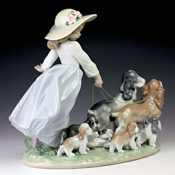 楽天市場】リヤドロ（Lladro リアドロ 陶器人形 置物） 犬と少女 仔犬 