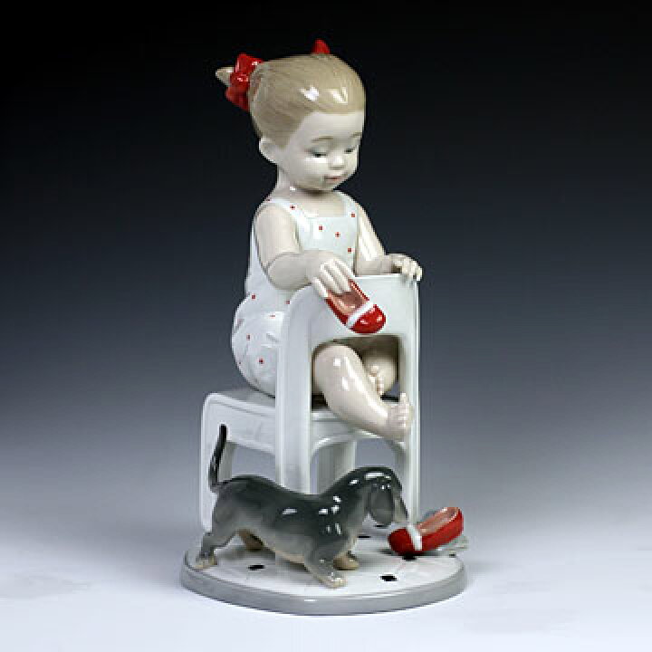 楽天市場】リヤドロ（Lladro リアドロ 陶器人形 置物） 犬と少女 隠し 