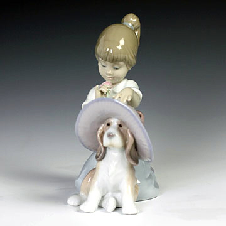 楽天市場】リヤドロ（Lladro リアドロ 陶器人形 置物） 犬と少女 