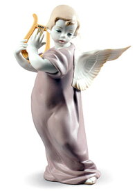 リヤドロ（Lladro リアドロ 陶器人形 置物） 天使シリーズ リラを弾く天使 #ldr-9187