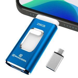 �y��p�A�v���s�v�z4in1 Phone�Ή� USB������ ���� �o�b�N�A�b�v iPad�Ή� usb�������[ iOS/Type-C/USB/Micro USB���� �O�t��USB �X�}�z �ʐ^�f�[�^�ۑ� Phone/PC/Macbook/iPad�Ή� �� Phone16/ 15 Pro/14 Plus/13 (Blue, 256G