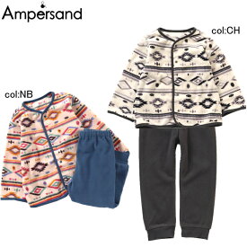 【30%off SALE】【ampersand アンパサンド】L558053◇ネイティブアメリカン柄前あきフリースパジャマ◇トップスはカーディガンとしてアウターでも◎【ベビー＆キッズ服】×メール便不可