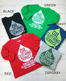 【50％off SALE】【OIL CLOTHING オイル】☆しずくデザイン長袖ロングTシャツ♪OILマーク長袖・同柄バックデザインで後ろ姿もカッコイイ！シンプルデザイン　大人サイズ☆【ベビー＆キッズ服】