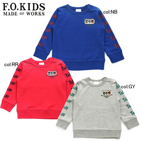 【50％off SALE】【F.O.KIDS エフオーキッズ】R411019◇JRプリントトレーナー◇袖ロゴプリントがカッコイイトレーナー！胸元の電車アップリケもポイント★【ベビー＆キッズ服】〇100cmまでメール便可