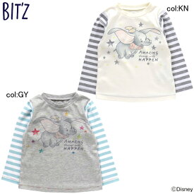 【40%off SALE】【BIT'Z ビッツ】B406022◇ディズニーキャラクター◇ダンボ長袖Tシャツ☆お空を飛んでるダンボプリント！袖のボーダーもとってもかわいいポイント！【ベビー＆キッズ服】◎メール便可