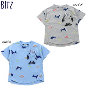 【20%off SALE】【BIT'Z ビッツ】B207034◇クジラ刺繍柄Tシャツ◇クジラポケットにチェーン刺繍のクジラがカワイイ！オシャレTシャツ！【ベビー＆キッズ服】◎メール便可