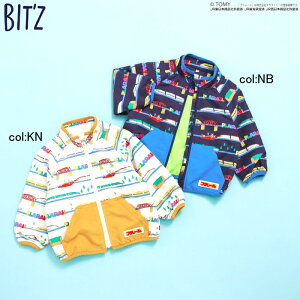 【10%off SALE】【BIT'Z】B404015◇【コラボ】プラレール総柄ウインドブレーカー◇ラフなタッチのイラストの総柄ウインドブレーカーです。合わせやすいカラーで展開♪【ベビー&キッズ服】〇